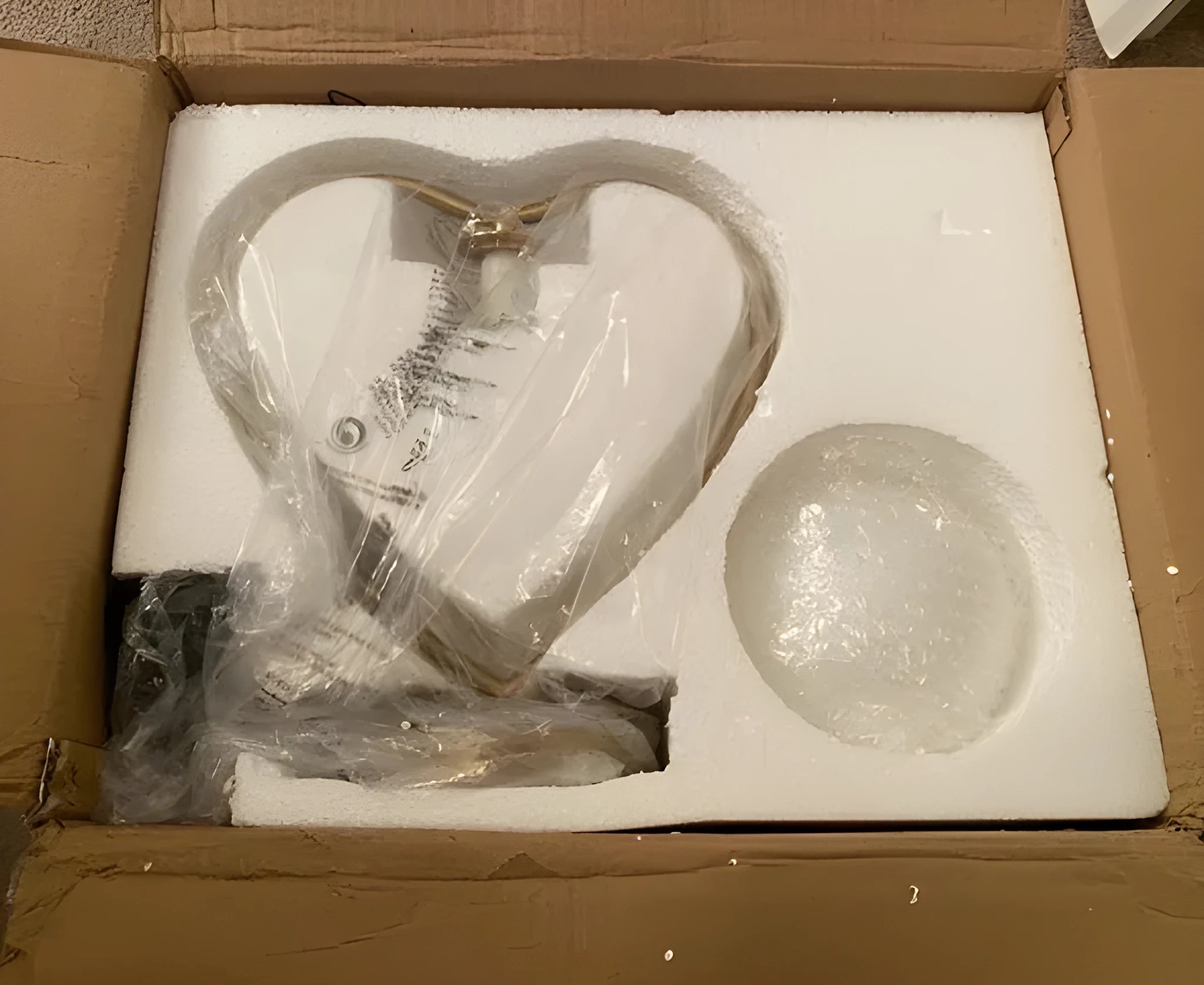 Transparent acrylic heart shaped wall lamp with LED lighting and adhesive mounting