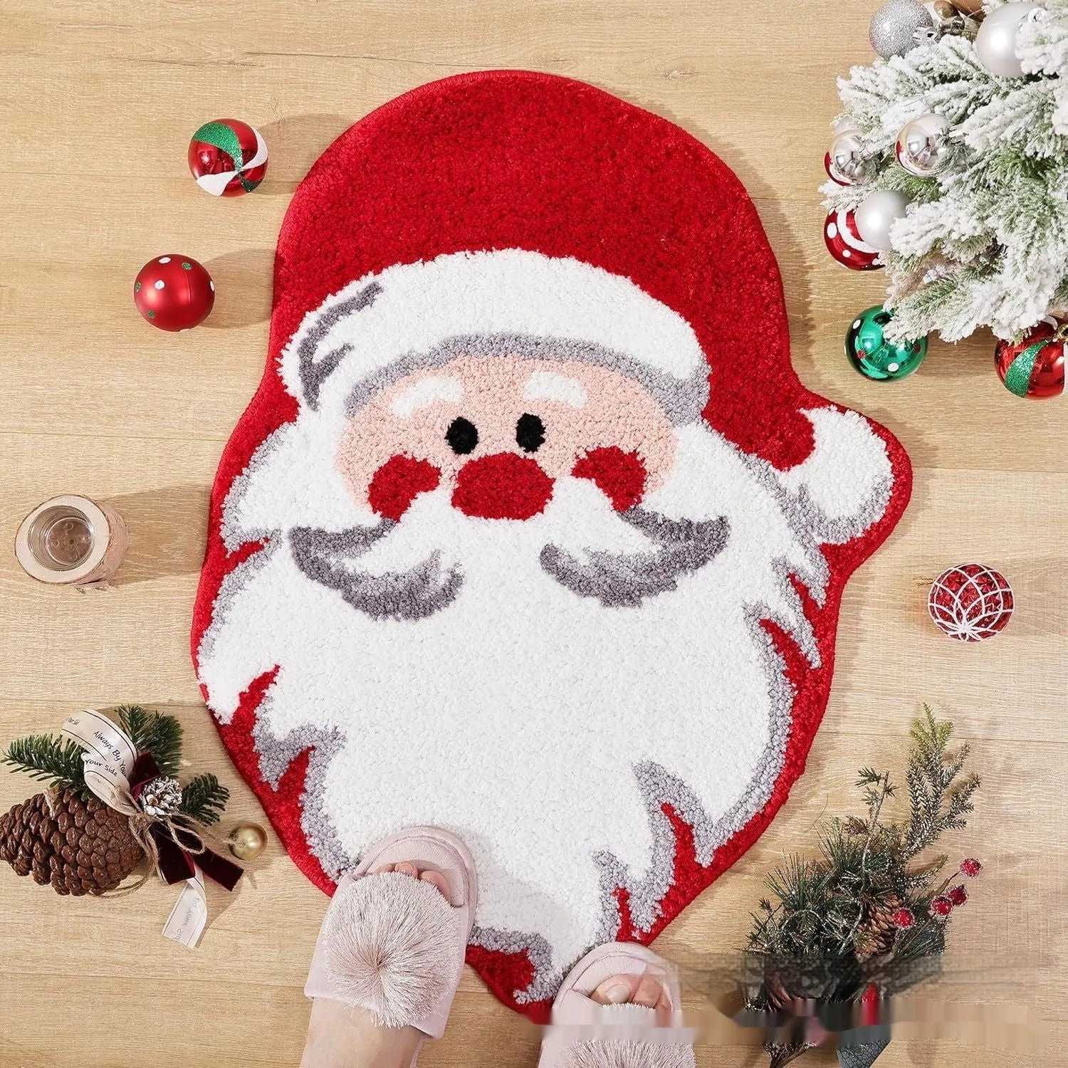 Christmas themed hallway mat with festive design and anti-slip backing in multiple size options