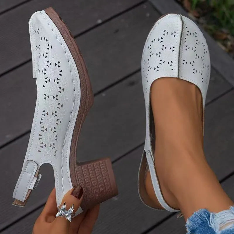 Women's closed toe wedge sandals in multiple colours with round toe and rubber sole