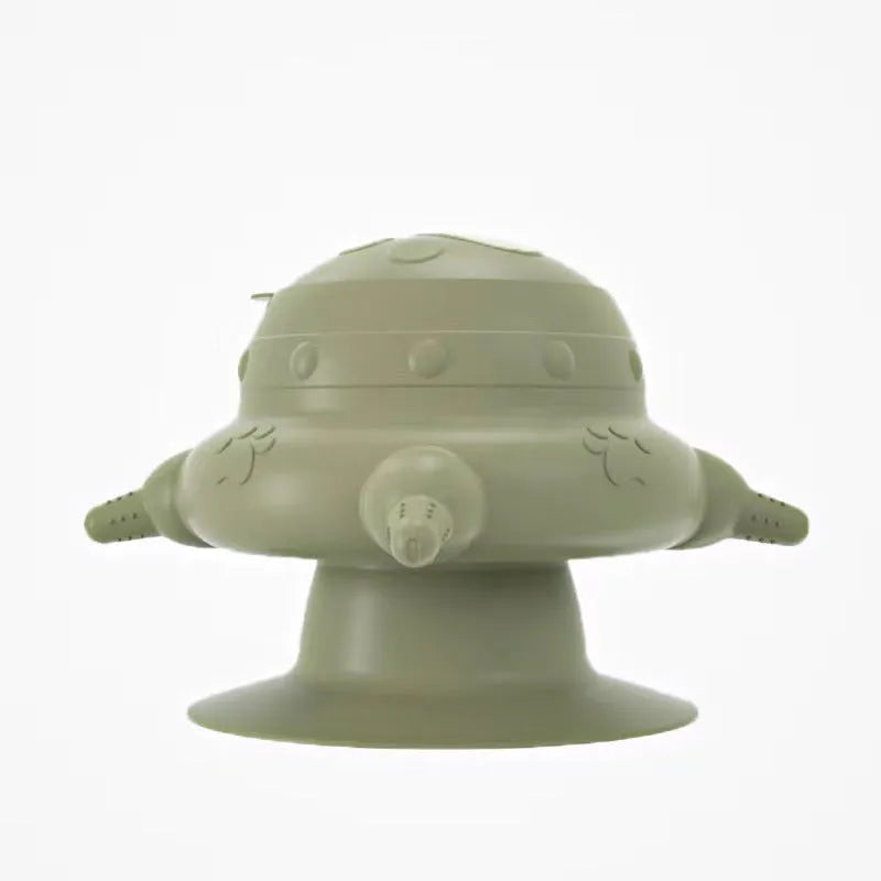 Pink silicone pet nursing bottle with bionic breast design and four pacifiers on a flat base.