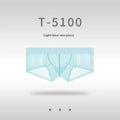 Men's seamless ice silk low waist underwear in solid colours on a size chart.