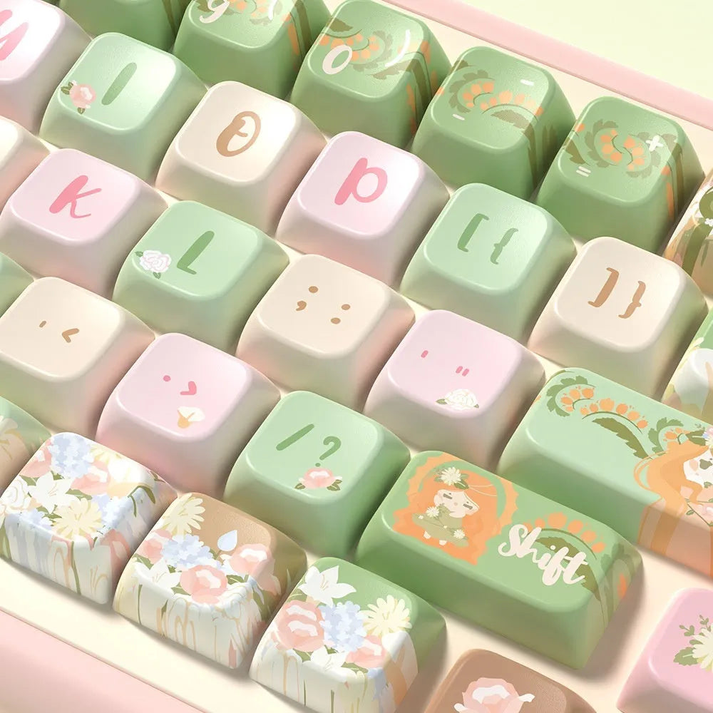 Mu Xia Garden summer garden theme mechanical keyboard keycaps sublimation printed full set