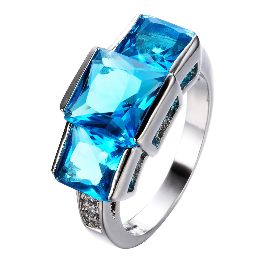 Geometric electroplated copper ring in multiple colours showing sizes no.6 to no.10