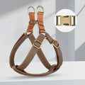Vest-style anti-loss dog leash with cotton belt and nylon material in brown colour