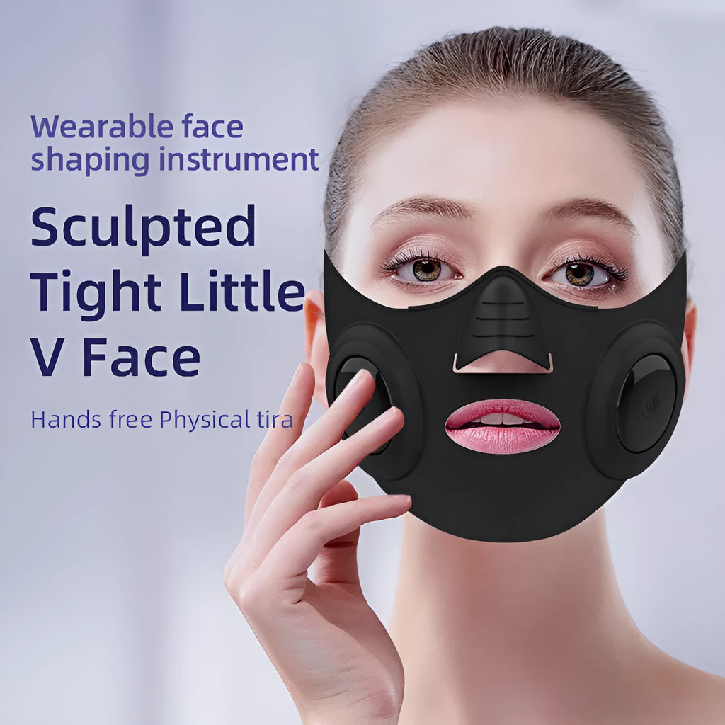 Black photon facial beauty device with USB connection for home skincare treatments