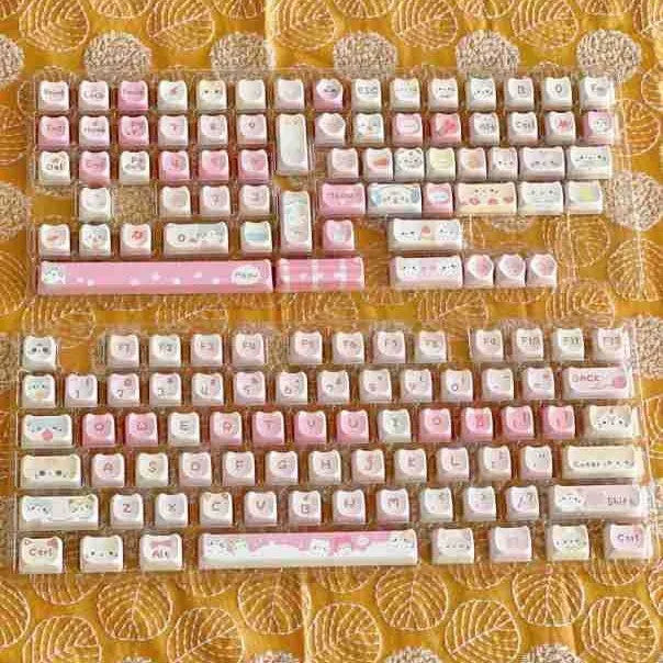 Meow Meow Team Height themed full set of 141 sublimation printed plastic keycaps for mechanical keyboards.