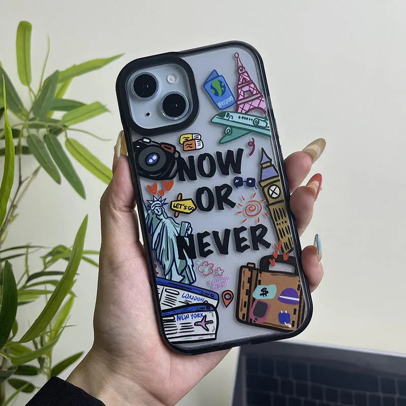 Free Travel acrylic hard phone case in Travel Ticket colour for iPhone models