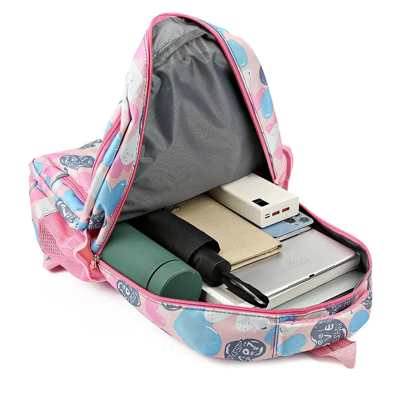Children's Oxford cloth school backpack with air cushion shoulder straps in blue colour