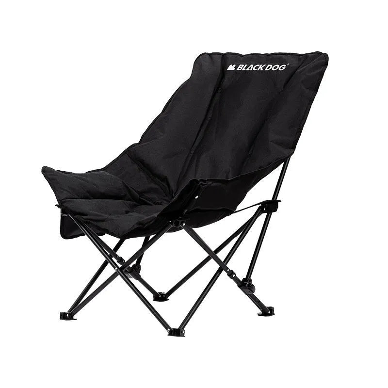 Night black camping recliner moon chair with Oxford cloth construction folded position
