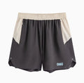 Men's dark rock ash coloured loose hipp workout shorts with elastic waist and lace-up fly