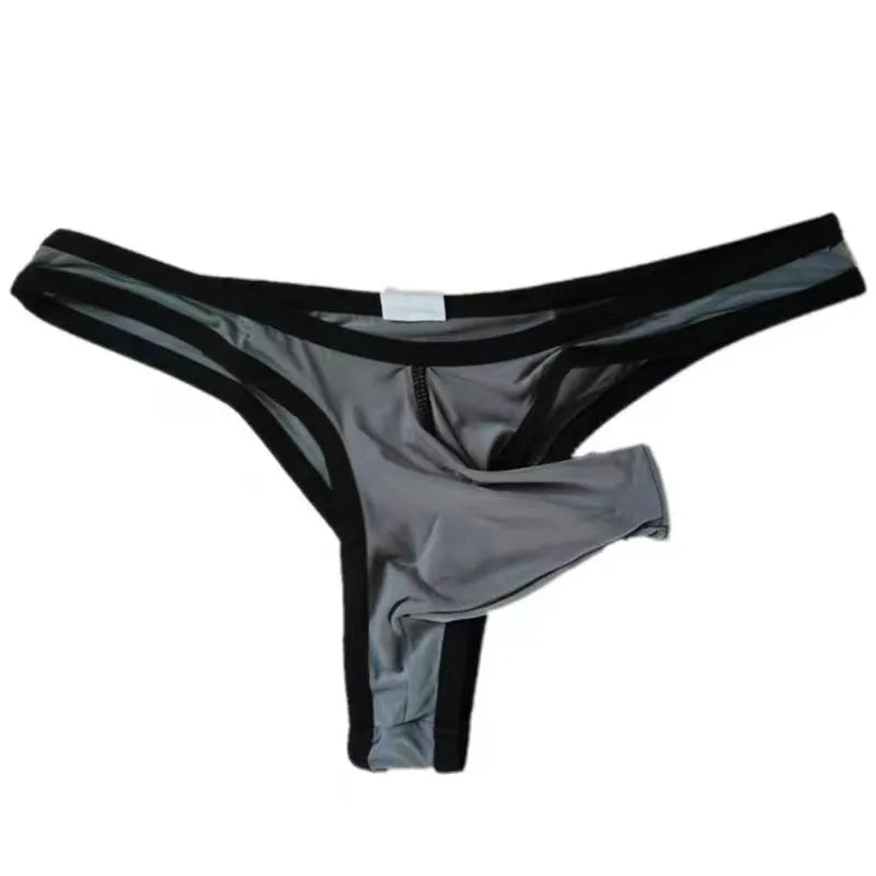 Men's Ice Silk nylon briefs in Army Green, shown with size and colour options.