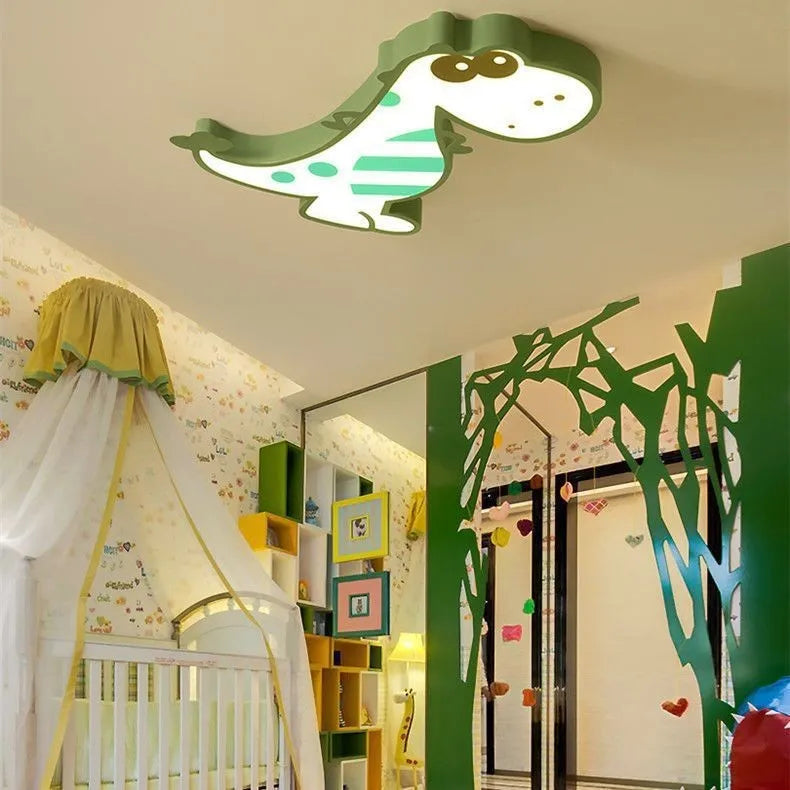 Cartoon dinosaur ceiling light with 48cm diameter and dimming function for bedroom installation