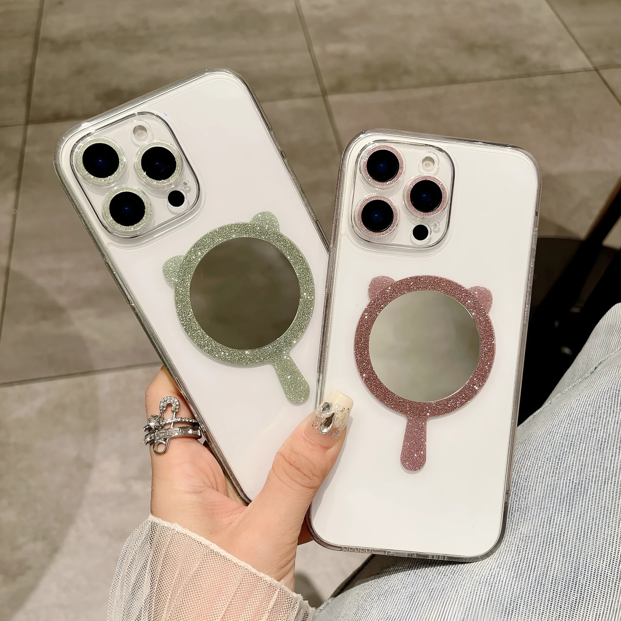 Advanced magnetic suction TPU phone case for iPhone with Star River mirror design in blue colour