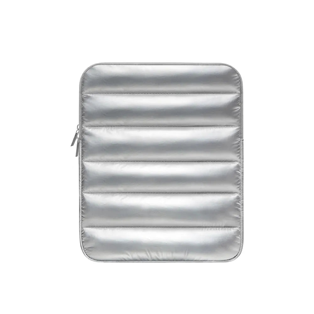Fluffy puff bag laptop sleeve with elastic sides for 9.7-11 inch devices in black colour