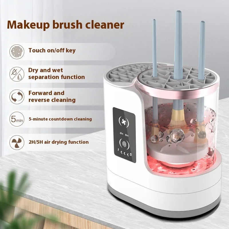 Electric makeup brush cleaner with drying chamber, 192x122x173mm, ABS PC TPE construction, EU plug variant