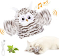 Grey automatic chirping owl cat toy with beating wings and electronic components