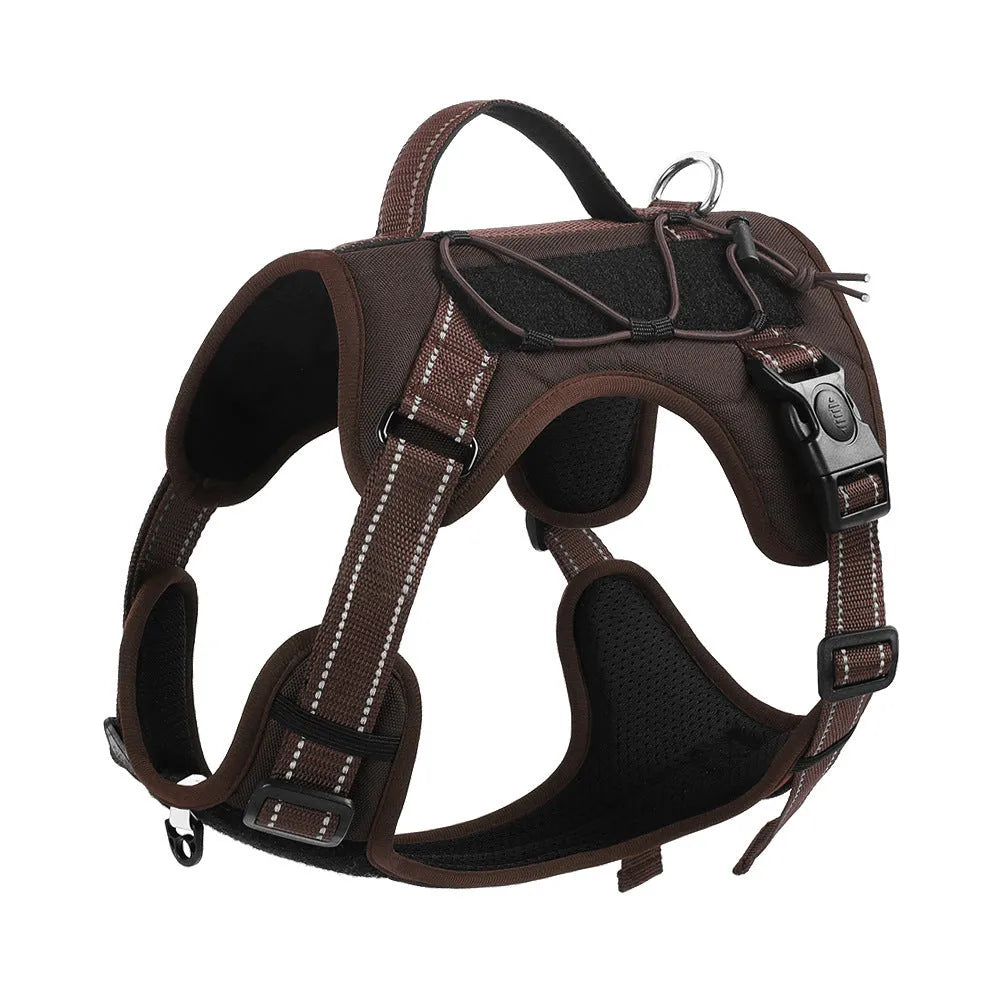 Reflective dog harness and lead set with hand-holding rope in multiple colour options