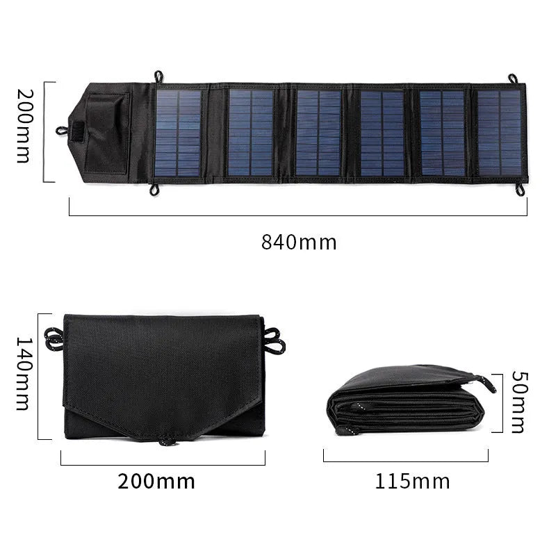 Solar charging board panel portable outdoor power bank single crystal plate black camouflage